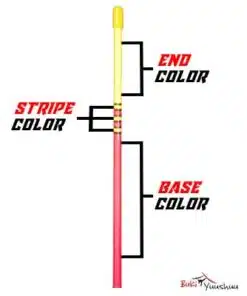Alternative view of B-02 Triple Stripe Colored End Bo Staff